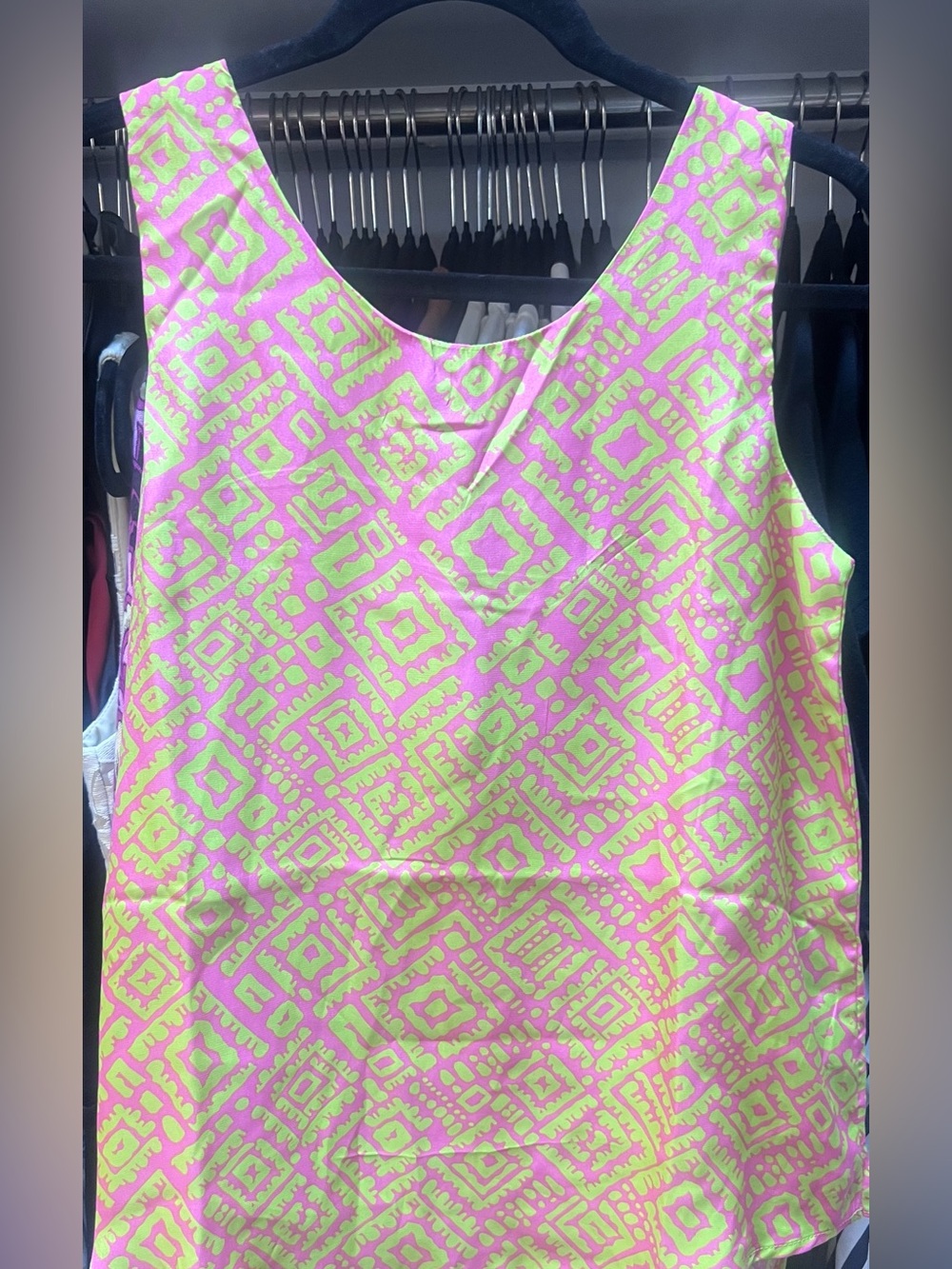 Buckhead Bettie’s Bright Pink & Lime Patterned Tie-Front Women's Tank Top
